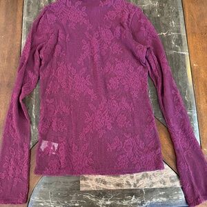 Express high neck see thru long sleeve shirt